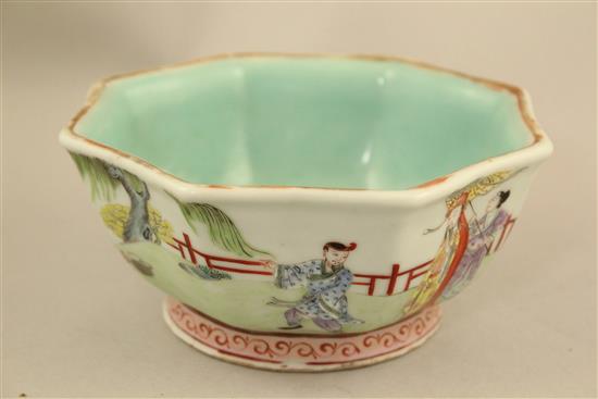 A Chinese famille rose octagonal bowl, Daoguang mark and probably of the period, 15.5cm